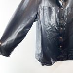 Olivaceous  Faux Leather Snap Button Down Shirt Oversized Black Medium / Large Photo 5