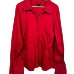 Lane Bryant 22/24 Womens Button Down Shirt Top Red Long Sleeves Cotton Spandex C Photo 0