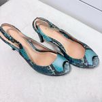 Cole Haan  Women's Peep‎ Toe Slingback Heels - Blue and Black Size 7.5 B Photo 4