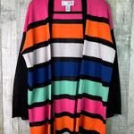 Joan Vass  Size 3 Long Sleeve Open Front Multicolored Cardigan Sweater Photo 0