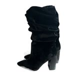 Shoe Republic LA  Velvet Mid-Calf Boots Party Block Heels Fashion Pointed Toe Photo 5