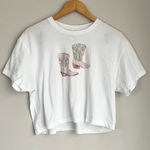 Cowboy Boots Graphic Tshirt Cropped White Size XL Photo 0