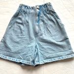 ZARA  paper bag ribcage shorts Light wash women’s size 00 NWT High rise Photo 2