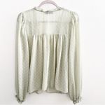 ZARA Green Sheer Ruffled Polka Dot Blouse Balloon Long Sleeve Size SMALL Photo 11