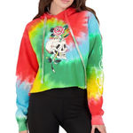 Ed Hardy Women’s  Skull Rose Tie Dye French Terry Cropped Hoodie Size M Photo 0
