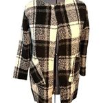 Ann Story Open Sweater Coat White Black Plaid Size L Photo 0