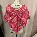 Vintage 50’s? Yarn canvas poncho boho festival gypsy pink party glam handmade Photo 7