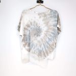 Valentina Naldi Italy 100% Linen Tunic Top Silk Hem Tie Dye Beige Gray Photo 14