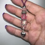 SAQ Art‎ Glass Y Drop Pendant Rope Necklace Pink Photo 3
