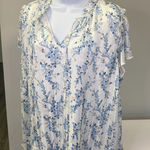 NWT Tamara H. Floral Blue and White Women's Top Sz 2X Photo 0
