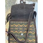 Handmade Malqui Equador Woven Wool Brown Suede Leather Crossbody Shoulder Bag Photo 5