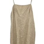 Talbots silk embroidered beaded cream tan slip floral classic dress plus size 20 Photo 0