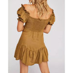 Jen's Pirate Booty Night Bird Mini Smocked Green Linen Blend Dress Size XS Photo 2