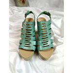 Anna Luz Leather Open Toe Wedge Sandals Handmade Brazil 10 Green Photo 3