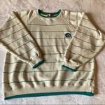 Vintage Marine Club Striped Crew Neck Sweatshirt Faded White Teal Size Large Photo 9