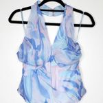 French Connection NEW Dalla Verona Crossneck Halter Blouse Top Women Blue Size 2 Photo 2