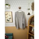 Free People  Gray Irresistible Fringe Trim Oversized Sweater - Size - Medium Photo 1