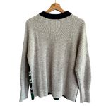 Lands End Womens Patchwork Fair Isle Cable Knit Sweater Size S Fisherman Grandpa Gray Photo 3