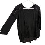 Rock & Republic Long Sleeve Black Shoulder Studded Mesh Blouse Size Medium Photo 1