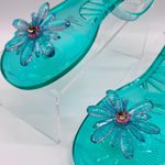 Betsey Johnson Sarai Teal Jelly Flower Sandals Size 10 – New Photo 1