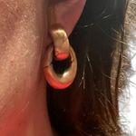 Vintage 1950s Copper Modernist Clip On Door Knocker Earrings Brown Photo 9