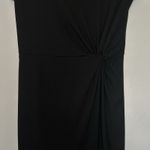 EXPRESS Faux Wrap Knot Front Cap Sleeve Dress Womens XS Little Black Dress Photo 2