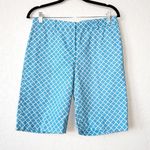 Brooks Brothers Turquoise Blue Geometric Print Bermuda Shorts Size 4 Photo 0