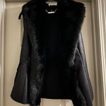 Black Leather / Fur Vest Size XS Photo 0