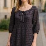 Garnet Hill Womens Garret Hill Cotton Eyelet Long Sleeve Dress Gray  Size 6 Semi Formal Photo 0
