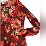 Loft floral print maroon thin button up cardigan Photo 1