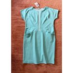 Makadamia Mint Aqua Casual Shift Midi Dress Short Sleeve Size 46 XL NWT Blue Photo 1