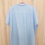 Tahari  Womens Linen Dress Size 3X Light Blue Button Front Coastal Minimalist Photo 4