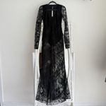SKIMS  Dress Small Black Lace Ultra Fine Lace Plunge V Neckline Long Sleeve Gown Photo 6
