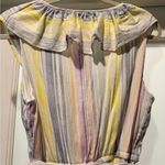 LC Lauren Conrad Size M Tan Pretty Pastel Pink Yellow Blue Sundress Ruffly Fairy Photo 4