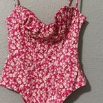 ZARA  New Pink/White Printed Corset Sweetheart Neckline Corset Bodysuit Size S Photo 1