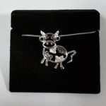 Kay Jewelers Sterling Silver Black White Diamond Gem Cow Necklace Jewelry 🐄 Photo 0