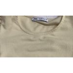 ZARA  Dress Women's Small Yellow Bodycon Dress Ruffle Puff Poplin Sleeve NWOT Photo 3