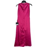 Mac Duggal NEW Size 4 Lipstick Pink Satin Ruched V-Neck Faux Wrap Midi Dress Photo 6