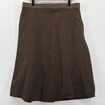Orvis Women's Brown Linen Blend Midi A-Line Skirt Size L 14/16 Elastic Waist Photo 0