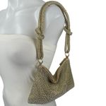 Gold Knotted Strap Rhinestone Beaded Sparkly Chic Evening Shoulder Handbag OS Photo 3