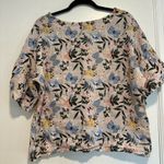 Lemire G Women’s Sz: M Linen Floral Butterfly Flutter Bell Sleeve Top. Blue Size M Photo 1