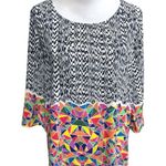 Allison Joy Geometric Shapes Pattern 3/4 Sleeve Blouse Multi Color Size Large Photo 7