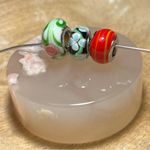 Sterling Silver Floral & Striped Glass 925 Bead Charms Photo 2