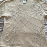 Beldini Belldini Silk Blend Beige Embroidered & Beaded Blouse, size M Photo 4