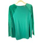 Quacker Factory  Top Large Long Slv Kelly Green Embellished Velour Mature Stretch Photo 4