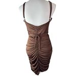 Streetwear Society  Brown Side Ruched Wrap Around Bodycon Mini Dress Photo 3