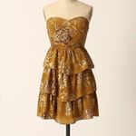 Moulinette Soeurs Anthropologie 100% Silk Strapless Floral Mini Dress Size 2 Photo 8