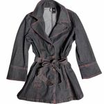 Bisou Bisou  2010s Denim Coat Red Trim Size Large Photo 0