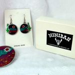 Ninibah Sterling Silver Resin Desert Scene Cactus Dangle Earrings and Pin Brooch Photo 2
