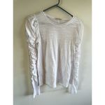 We The Free  Women Small‎ T-Shirt White Ruffled Long Sleeve Knit Crew Neck Cotton Photo 1